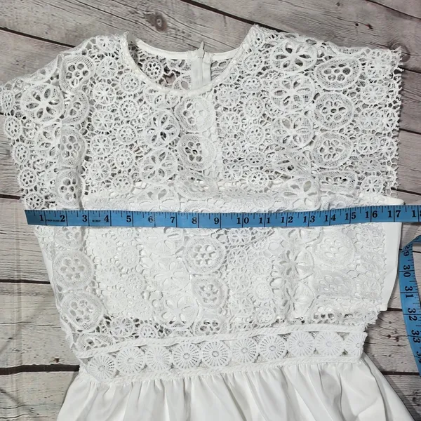 Area‎ Stars White Lace Trim Dress Medium NWT Crochet Boho Coquette Mini - Image 7