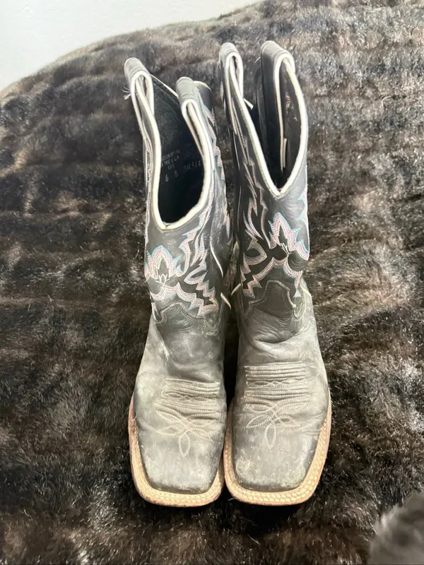 Justin Boots BENT RAIL WOMENS Size 6 B BLACK COWHIDE LEATHER COWGIRL BOOTS BRL316 - Image 2