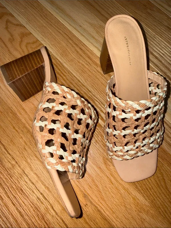Anthropologie woven block heel mule sandals size 6.5/7 - Image 2