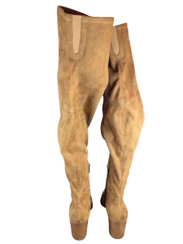 Marc Fisher LTD Gwyneth Suede Over Knee Western Boots Tan 8M NWOB - Image 8