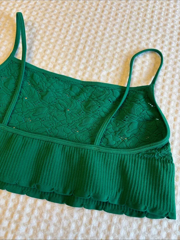 NEW! Free People Intimately AMARA Seamless Kelly Green Lace Bralette Top M/L - Image 8