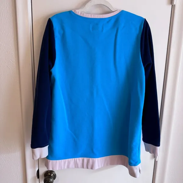 Womens Lands End Serious Sweats Blue/White Colorblock Sweatshirt Size M VGUC - Image 2