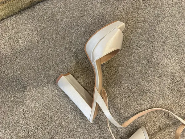 White satin platform heels wedding Size 10 - Image 2