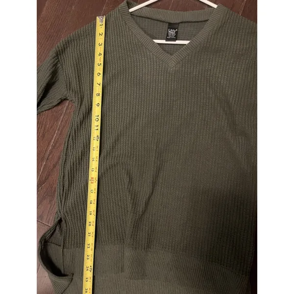 Women's Olive Green‎ Solid Waffle Knit Tunic by Lidy S/M - Image 7