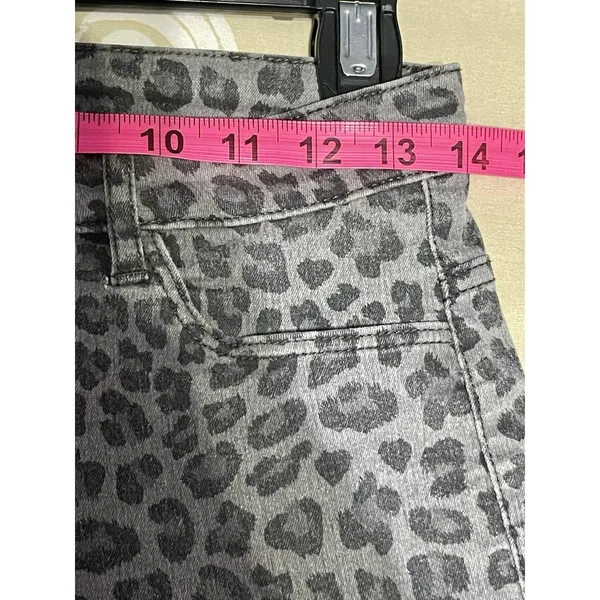 H&M Grey Leopard Animal Print Super Skinny Denim Jeans Raw Hem S - Image 11