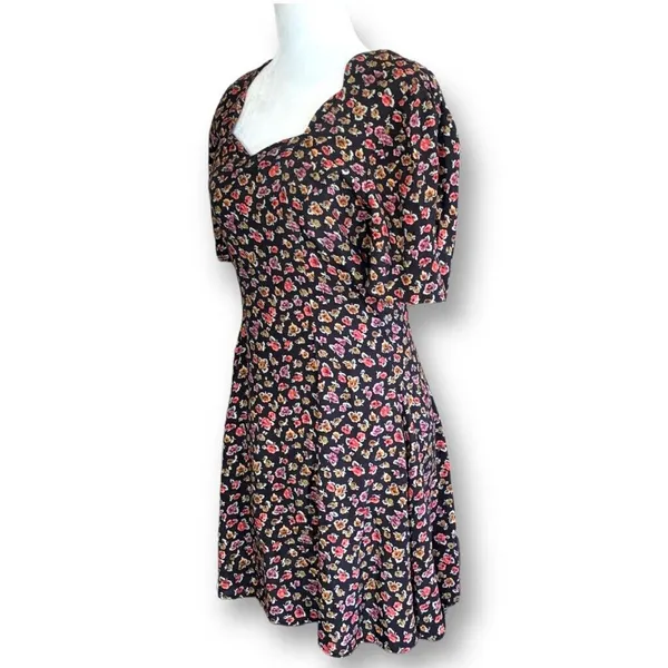 Rampage Vintage 90s Dress‎ Black Dark Floral Sweetheart Neckline Mini Forrest Fairy Boho - Image 4