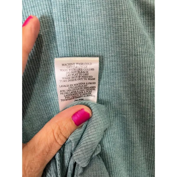 Z Supply Hayat Eco Knit Dress Teal Green Ribbed Sleeveless Midi Dress Size L New - Image 11