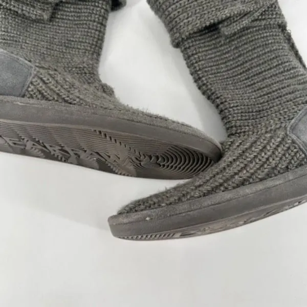 Bearpaw Womens Knit Tall Boots Sheepskin Footbed Fold Down Gray‎ Size 10 - Image 7