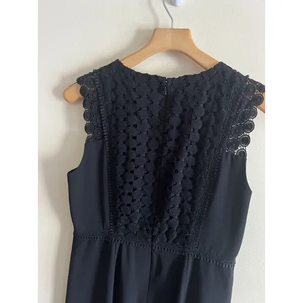 Ann Taylor Dress Sleeveless A-Line Back Zipper Sewn Lace‎ Detail Black Size 6 - Image 4