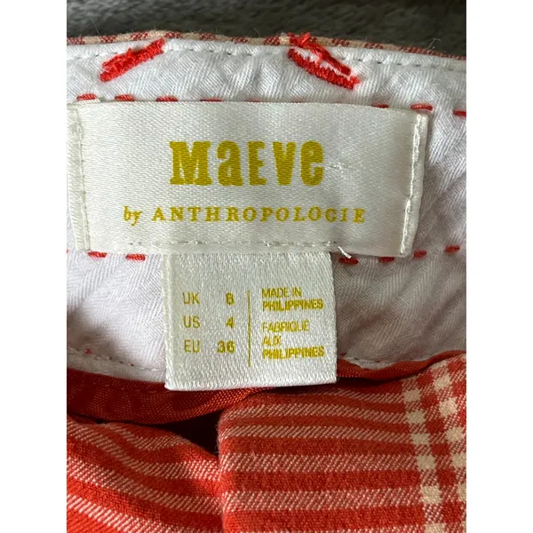 Maeve by Anthropologie Orange Plaid Kick Flare Pants 4 Cropped Career Office - Image 5