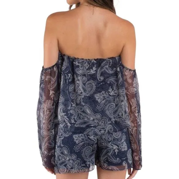 The Jetset Diaries Midnight Paisley Print Romper Size Small Blue New - Image 3