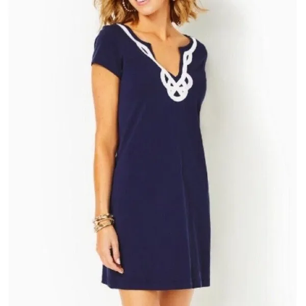 Lilly‎ Pulitzer Brewster Knit T-Shirt Dress Casual Short Sleeve Size S navy - Image 3