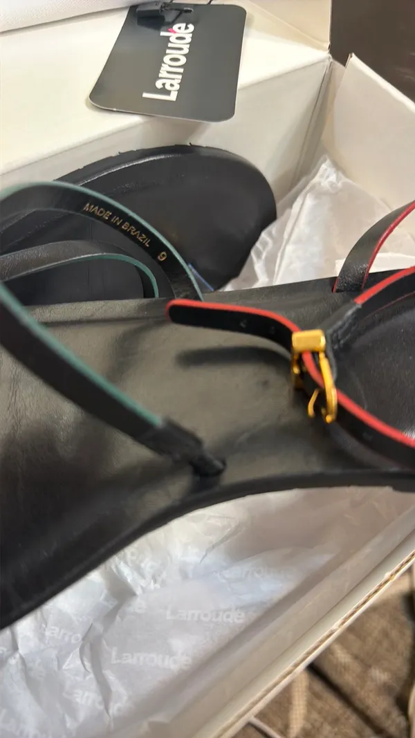 Larroude Biarritz Black Leather Sandal Size 9 - Image 10