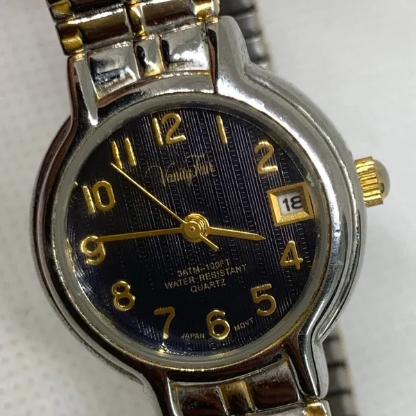 Vanity fair women date watch vintage 23mm round two tone size 6.5” running - Image 3