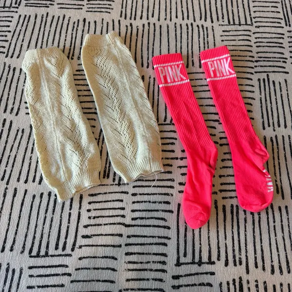 Victoria's Secret Pink and Cream Sock and Boot Sock Set - Image 2