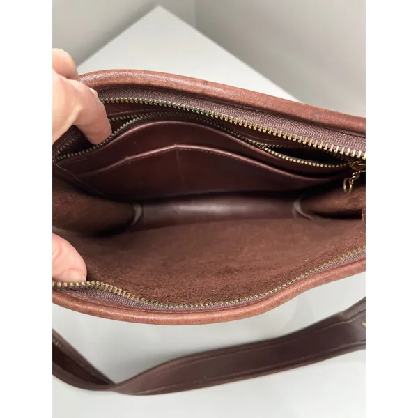 Vintage Unbranded Mahogany Leather Ergo‎ Crossbody Bag Minimalist 90s Style - Image 13