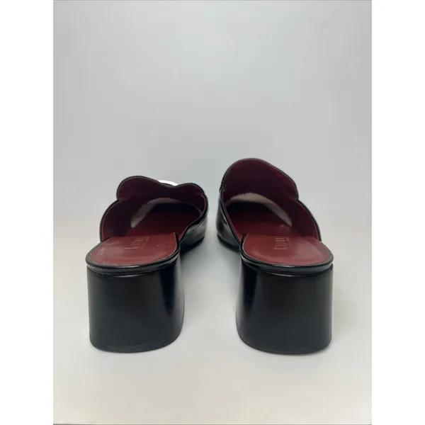Vintage Lauren Ralph Lauren Black Leather Mule Loafers Heels 8.5B Brazil RLL - Image 6