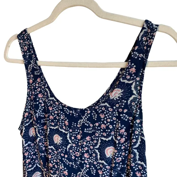 Free People RUMA Blue‎ Floral Tiered Mini Dress Women's Size 2 Viscose Short - Image 3