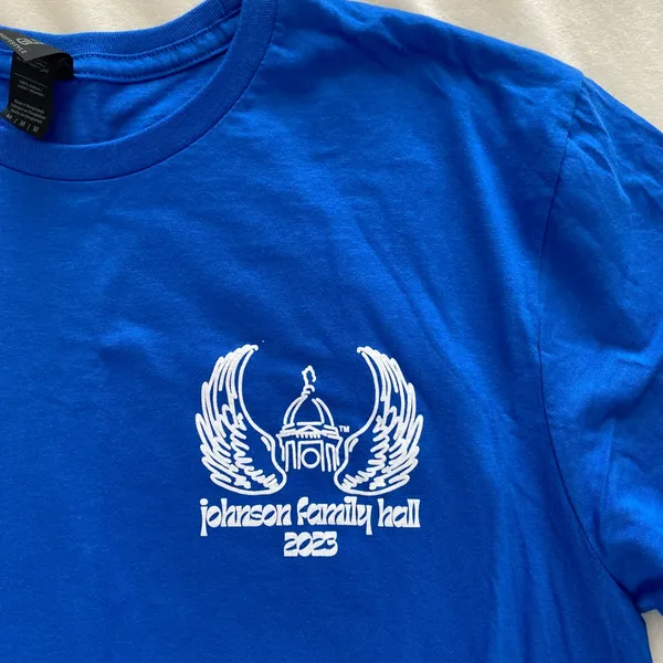 Gildan cobalt royal blue and white womens Johnson Family Hall Notre Dame tee - Image 5