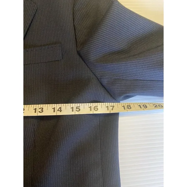 J Crew Pinstripe Wool‎ Blazer Navy Blue Womens Jacket Two Button Size 6 Office - Image 11