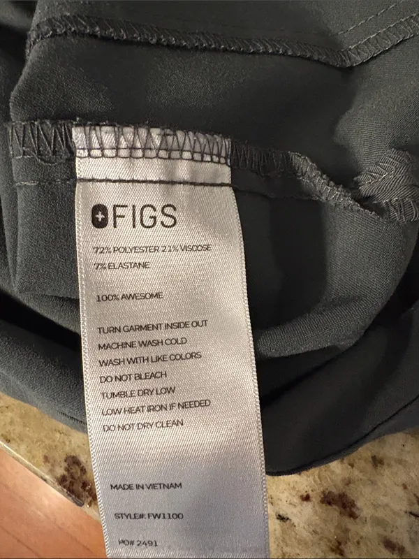 Figs V-Neck Scrub Top Gray Green PO 2491 - Image 5