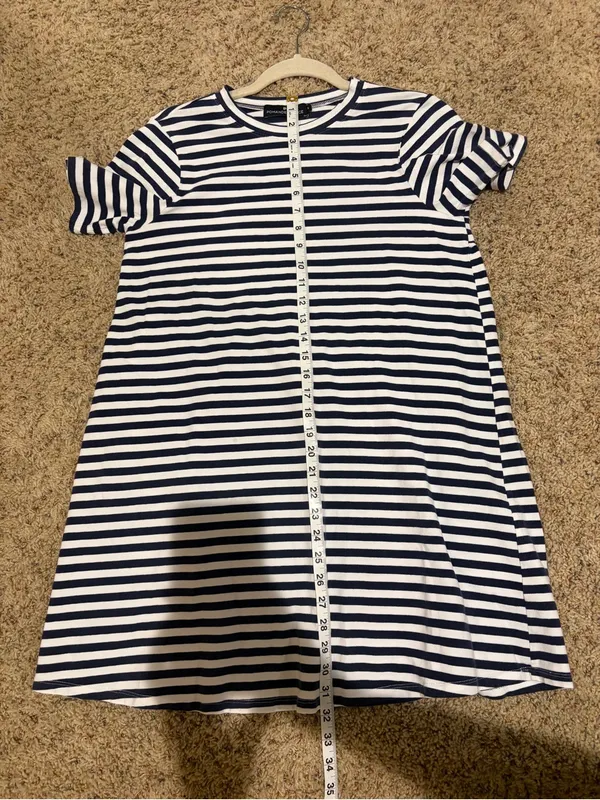 Tuckernuck Pomander Place Zoe White Navy Blue Stripe Mini T-Shirt Dress Small - Image 12