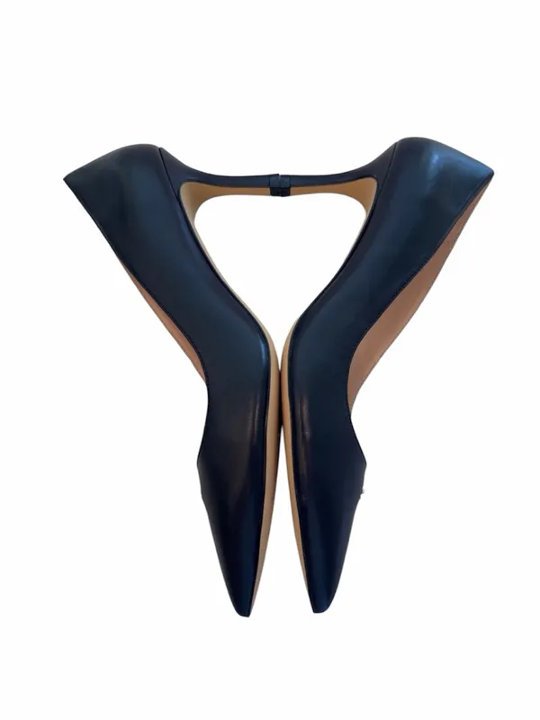 NWOT Coach Black Pointed-Toe Leather Heels with Silver Logo - Image 5
