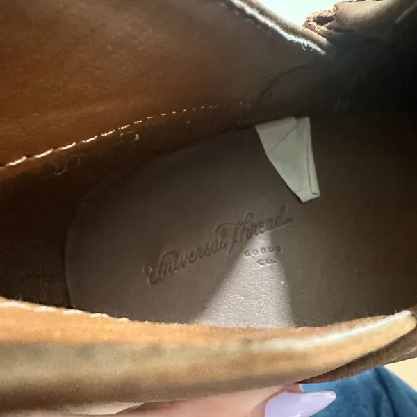 Universal Thread | Almond‎ Toe Stacked Heel Brown V-Cut Ankle Booties, Size 9 - Image 5
