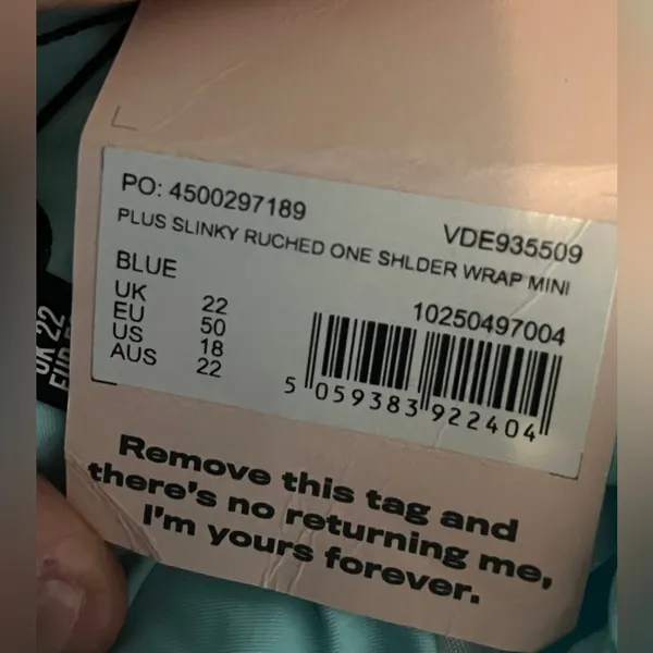 Missguided Light Blue Slinky Ruched One Shoulder Mini Dress - size 18 NWT - Image 2