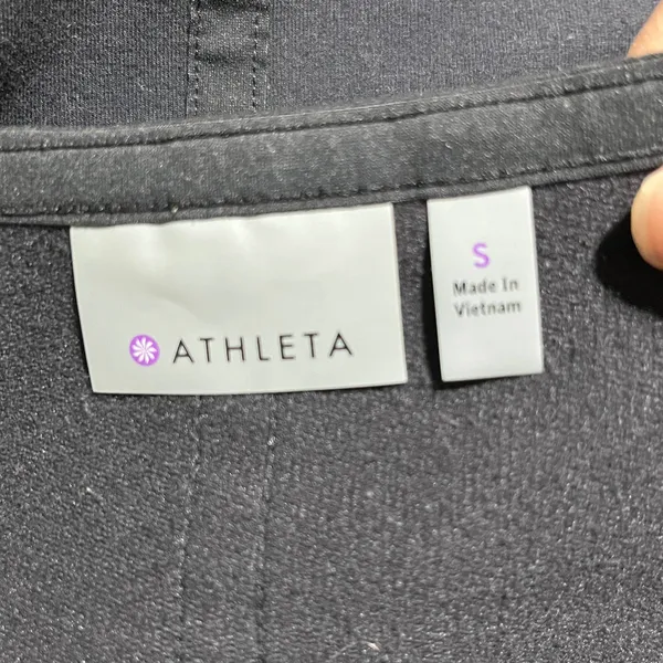 Athleta Women's Sentry‎ Tie Split Neck Long Sleeve Sweatshirt Black Size Small - Image 3
