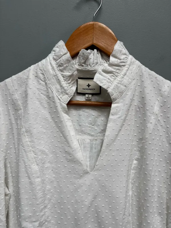 Tuckernuck Palmerston Swiss Dot 3/4 Sleeve Dress in White S - Image 8