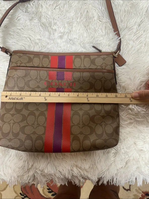 Coach Varsity Stripe Large File Rowan Crossbody Bag Purse - Image 5
