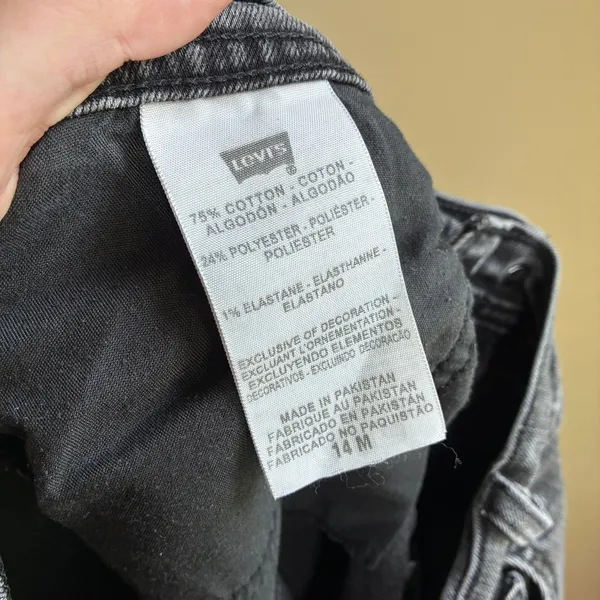 Levi's 505 Straight Leg Jeans 14M Black Women's Stretch Denim - Image 6