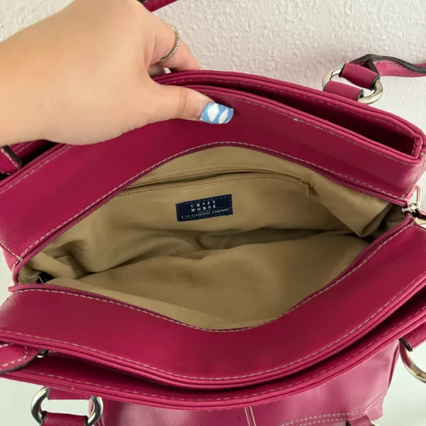 CRAZY HORSE Vintage 90s Y2K Hot Pink Faux Leather Barbiecore Shoulder Bag Purse - Image 15
