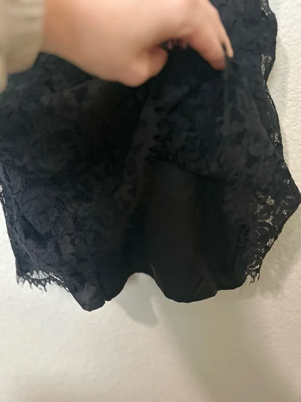 Forever 21 Eyelash Lace Bow Mini Dress Black Spaghetti Strap NWT Size XL - Image 8