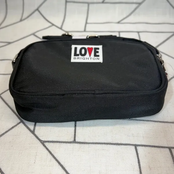 Brighton Crossbody Bag Small Black Heart Webbed Strap Camera‎ Bag - Image 9