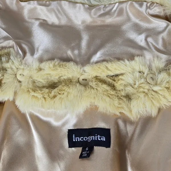 Incognita Cream Faux Fur Jacket Small Modacrylic Plush Glam Winter Coat - Image 8