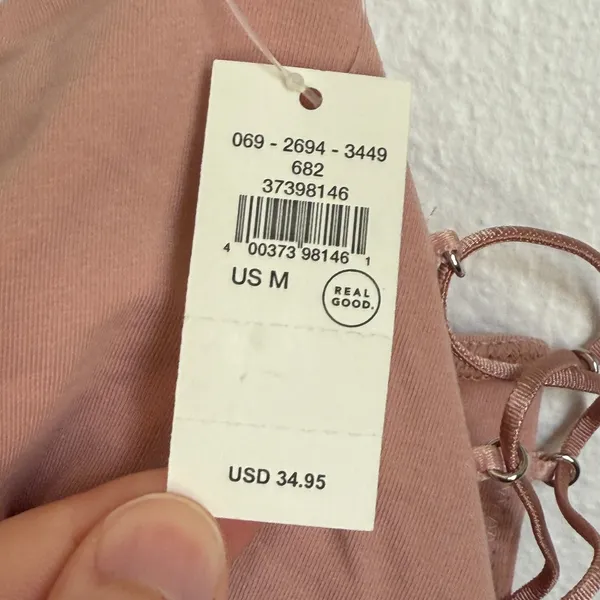 NWT AERIE Sz M Square Neck Strappy Lace Up Unlined Adjustable Bra Ballerina Pink - Image 9