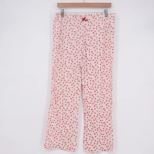 Jane & Bleecker Pink Heart Print Pajama Pants Women's Medium Relaxed Lounge - Image 2