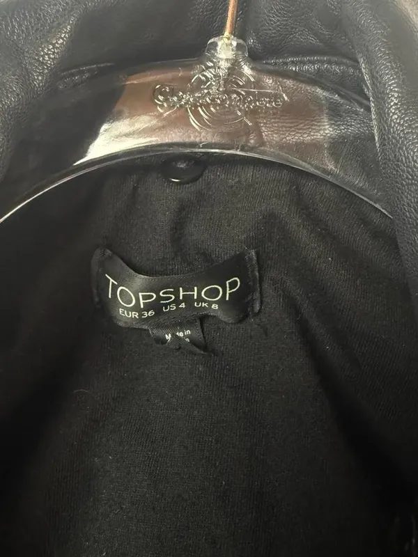 Topshop Black Faux Leather Moto Biker Jacket Y2K Indie Sleaze US 4 - Image 5