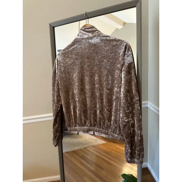 Olive + Oak Brown Velvet Full Zip Jacket Small - Image 3