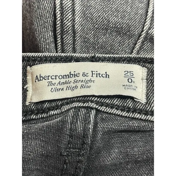 Abercrombie & Fitch The Ankle Straight Ultra High Rise Black Size‎ 25/0R Bin11 - Image 2