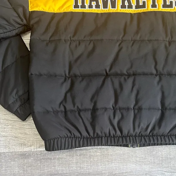 PINK Victorias Secret Iowa Hawkeyes Puffer Jacket NEW Womens M Black Yellow NCAA - Image 5