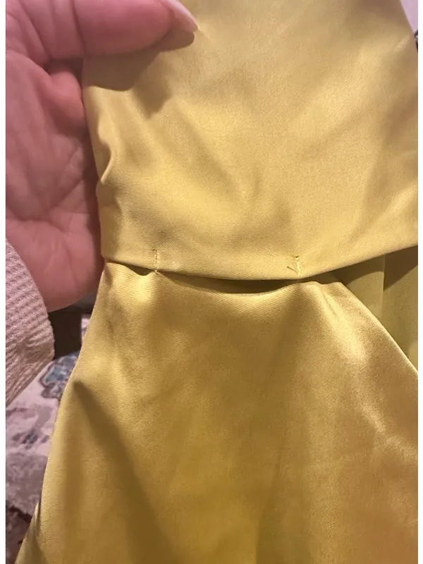 SIMON MILLER Satin Halter Chartreuse Prom Wedding Guest Long Slip Dress 10 - Image 11