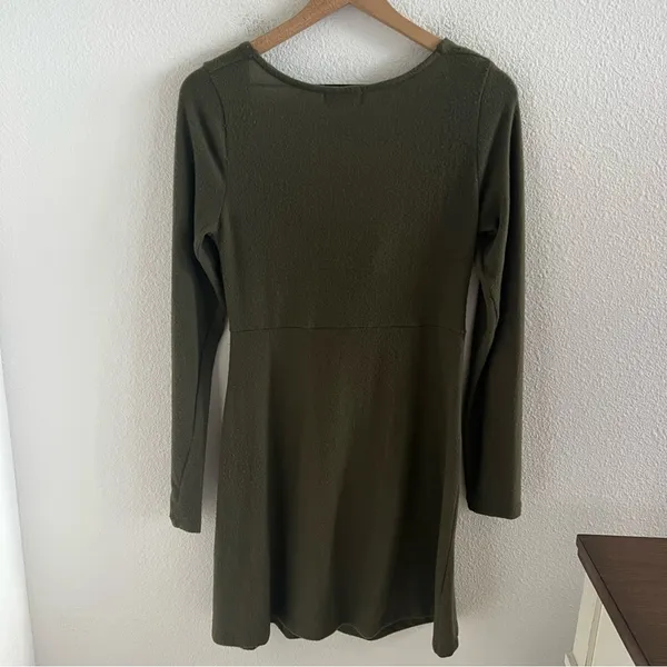 Lost + Wander Green Textured Long Sleeve Green Dress Medium - Image 4