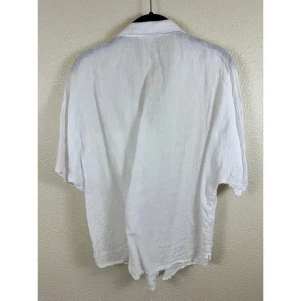 Garnet Hill Button Down Shirt Women 14 100% Linen Gauzy Coastal‎ Resort Vacation - Image 3