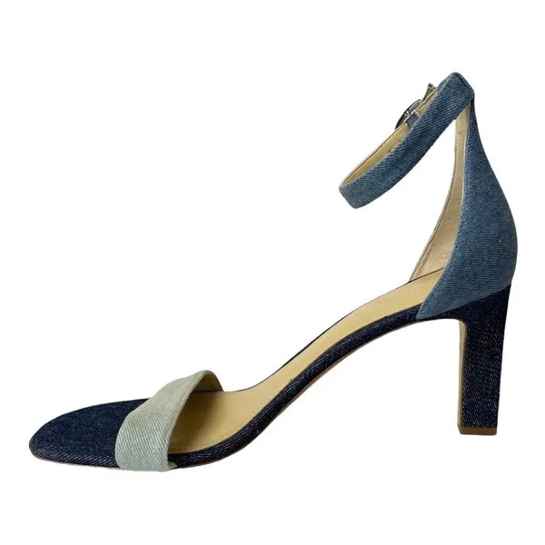 Marc‎ Fisher Navy Blue Denim Ankle Strap High Heels Size 10 - Image 2