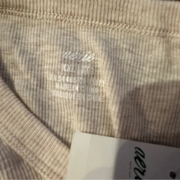 Aerie Cream Long Sleeve Ribbed Knit Crewneck Pullover Top Sz‎ XXL NEW - Image 5