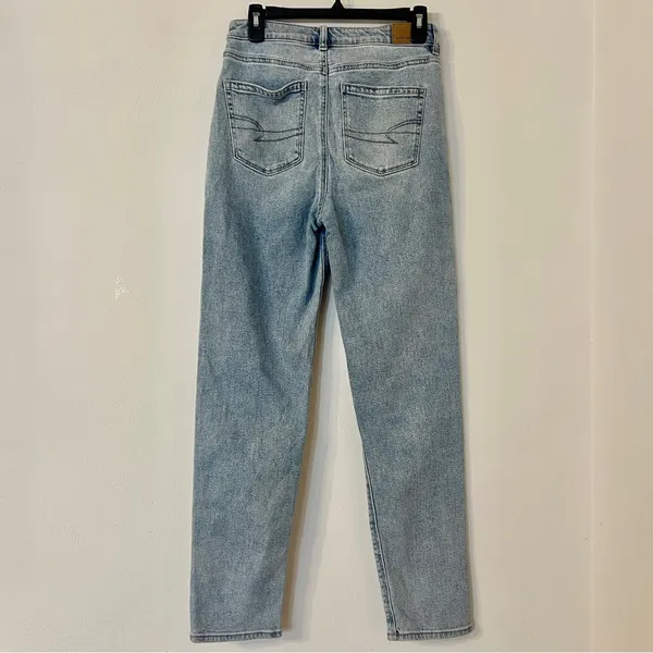 American Eagle Stretch Mom Straight Jeans Blue Denim Size 4 Long - Image 2