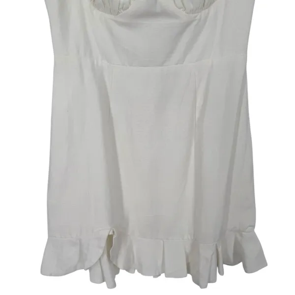 Selfie Leslie Milkmaid Ruched Bust Puff‎ Sleeve Mini Dress White Size Small - Image 10